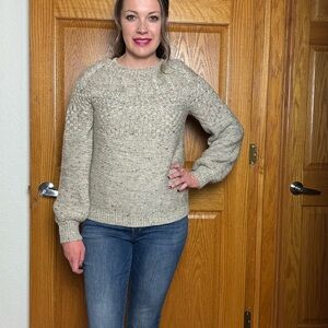 🤍 TEXTURED OATMEAL MIX BALLOON-SLEEVE SWEATER 🤍